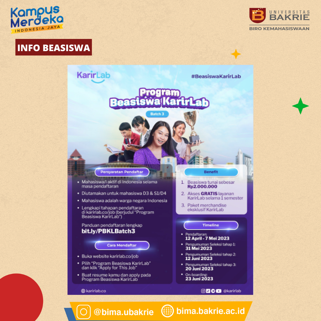 Beasiswa KarirLab - Biro Kemahasiswaan UBakrie